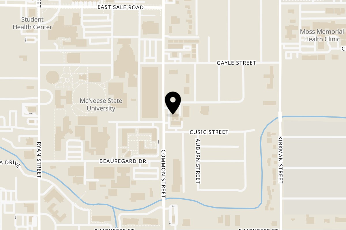 Map showing the location of Golden Lotus Indian Bar & Grill Lake Charles on 4313 Common St in Lake Charles